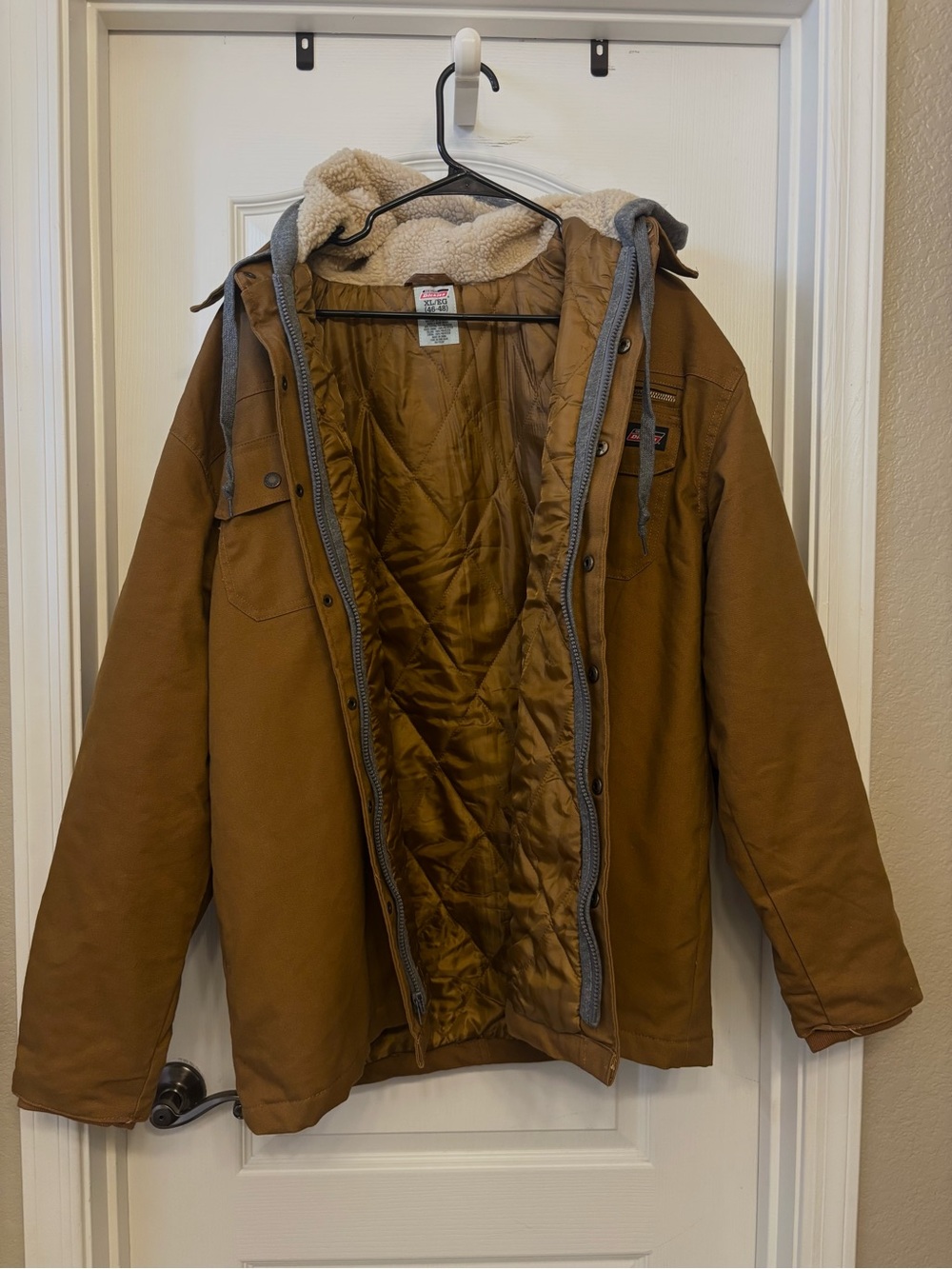 Genuine Dickies XL 46-48 Brown Sherpa Hooded Work Jacket